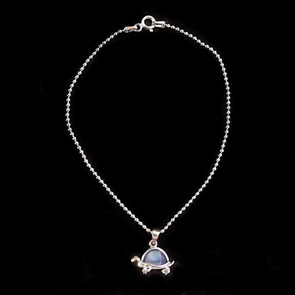 Anklet 925 Sterling Silver Chain and Turtle Charm - Picture 3 of 5